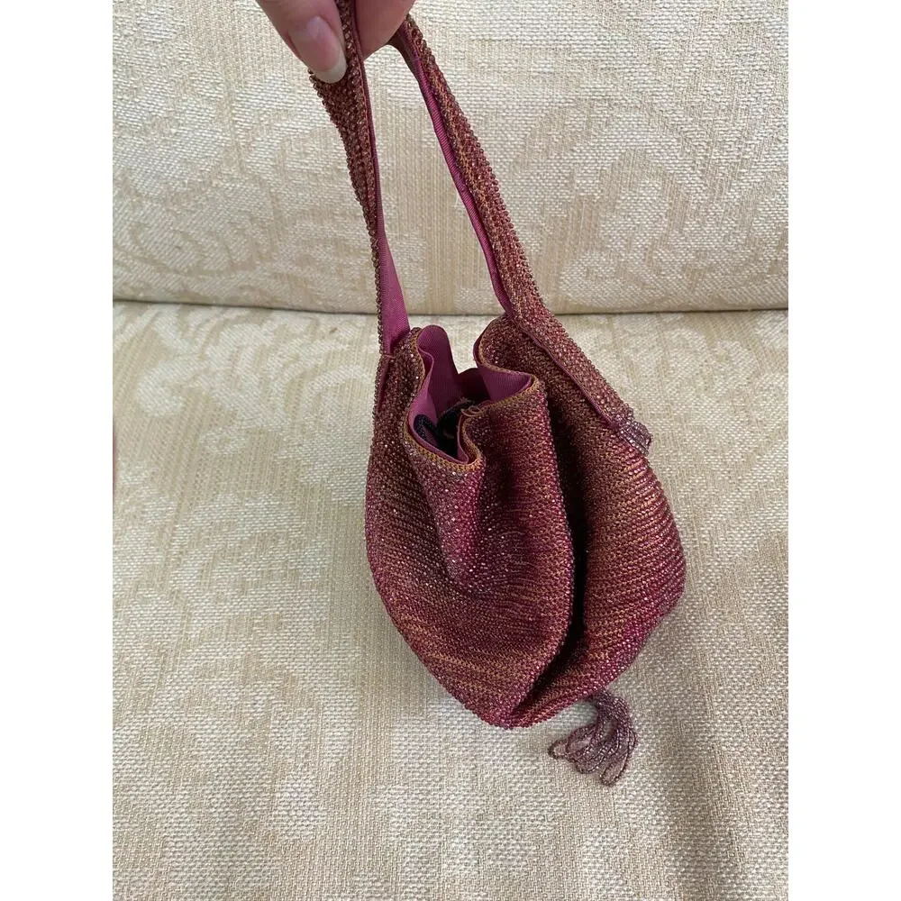 Vintage 1930s pink beaded handbag flopper style 1920s purse cocktail formal prom - Picture 6 of 9